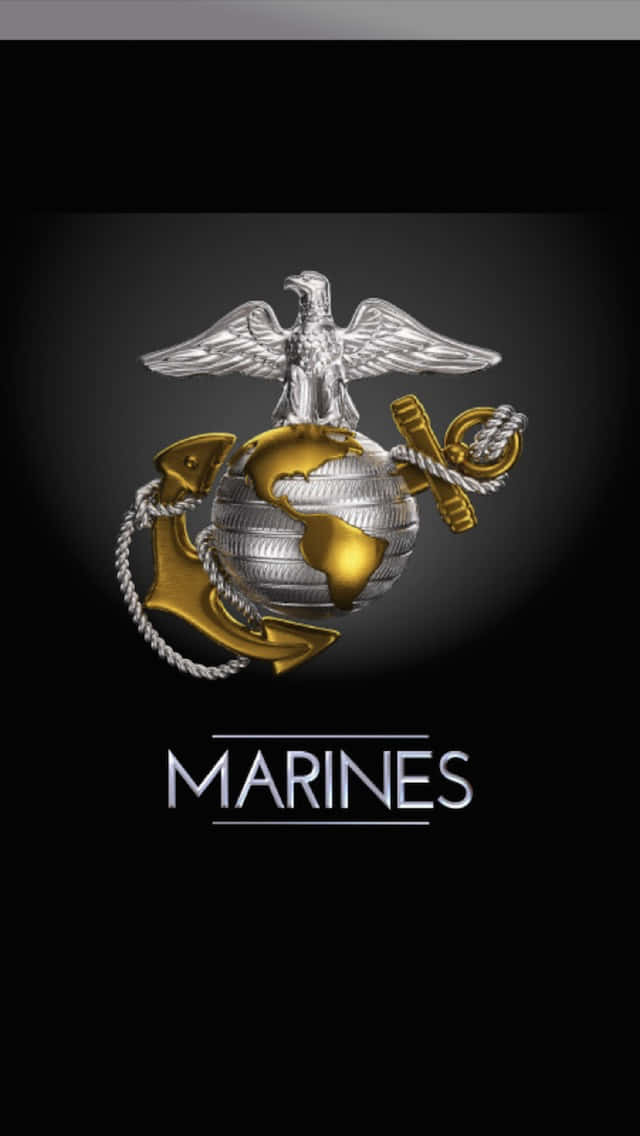 US Marines, metallic eagle globe and anchor emblem, dark gradient background, SD Phone Wallpaper