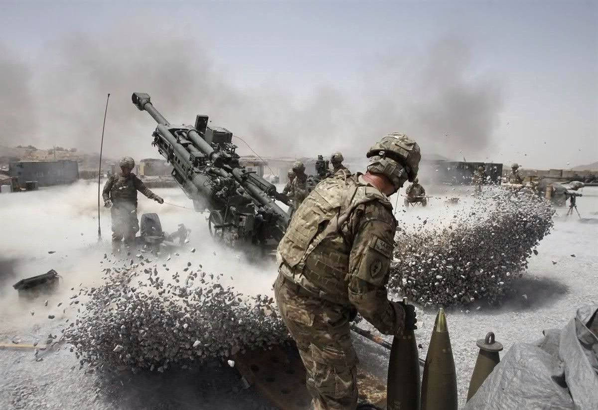 US Marines, camouflage, heavy artillery piece, SD Desktop Wallpaper