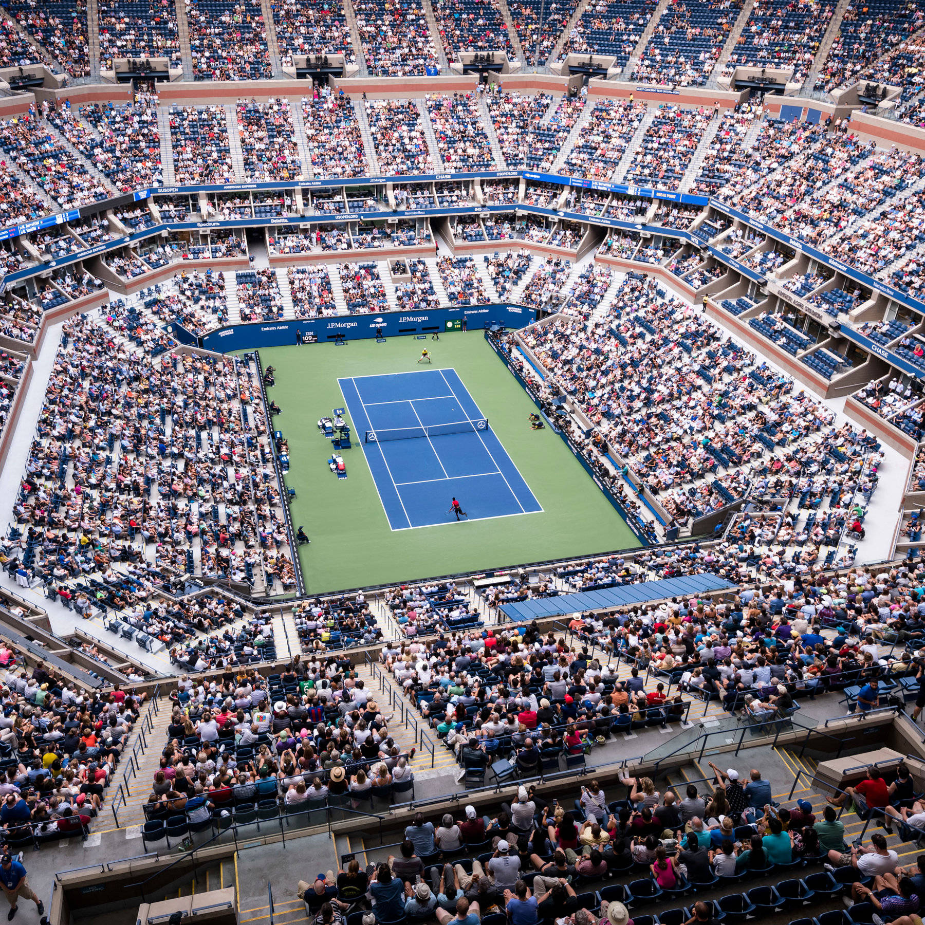 US Open, tennis stadium, blue court, HD Desktop Wallpaper