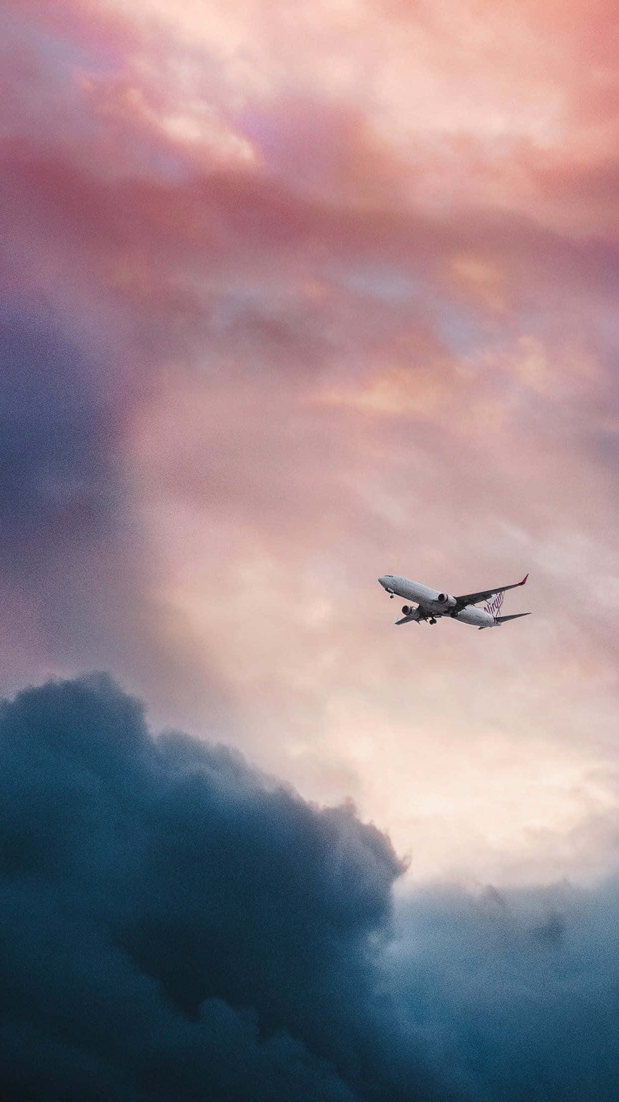 iPhone, commercial airplane, twilight, Full HD Phone Wallpaper