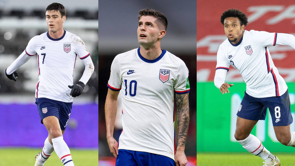 USA National Football Team, white jerseys, blue accents, SD Desktop Wallpaper