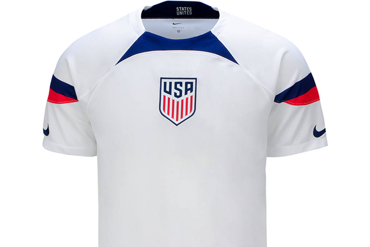USA National Football Team, white fifa jersey, blue red accents, SD Desktop Wallpaper