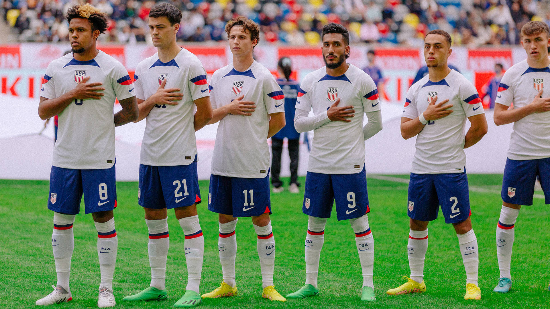 USA National Football Team, national anthem, vibrant green field, Full HD Desktop Wallpaper
