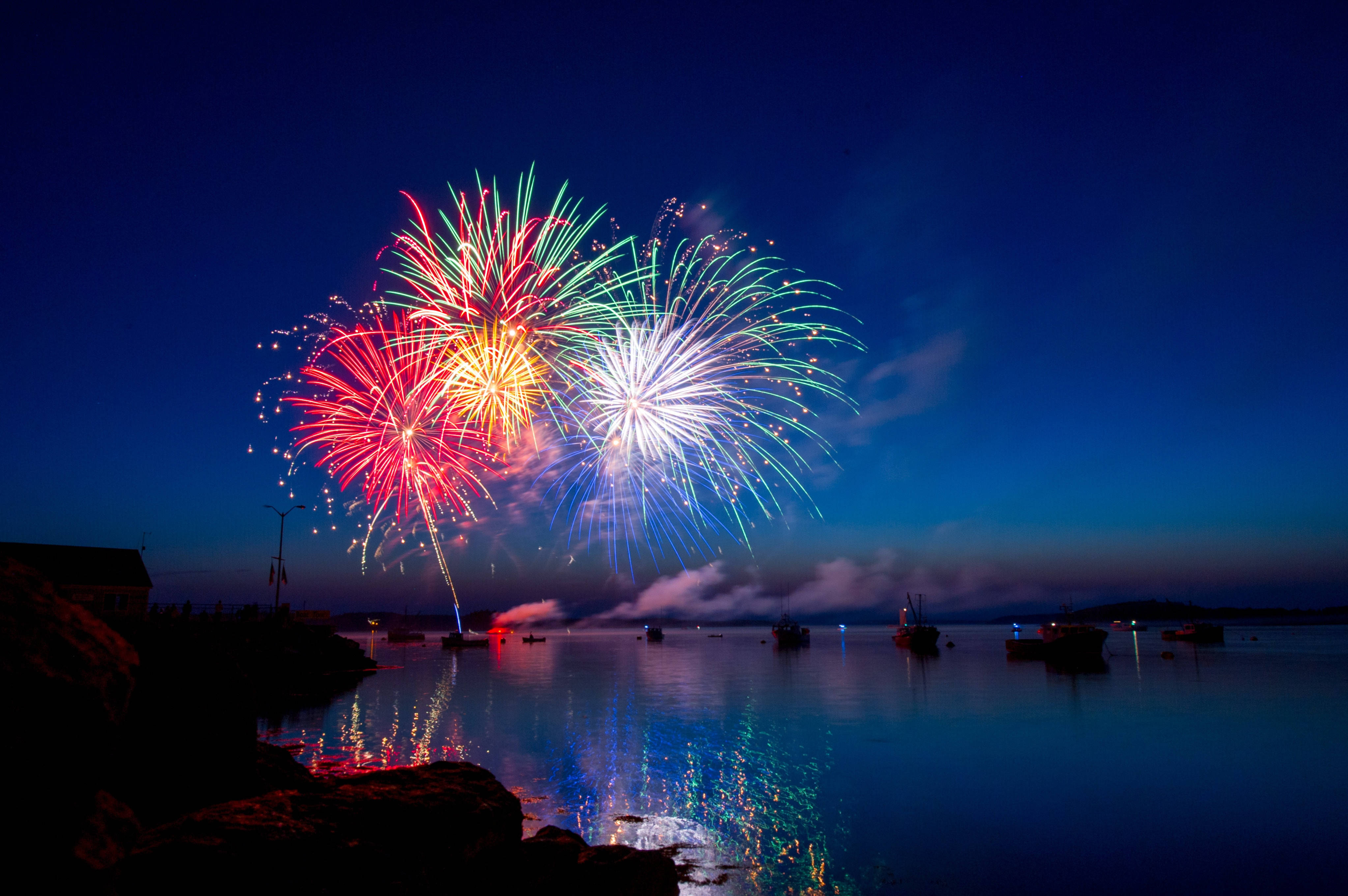 USA, fireworks display, night, 4K Desktop Wallpaper