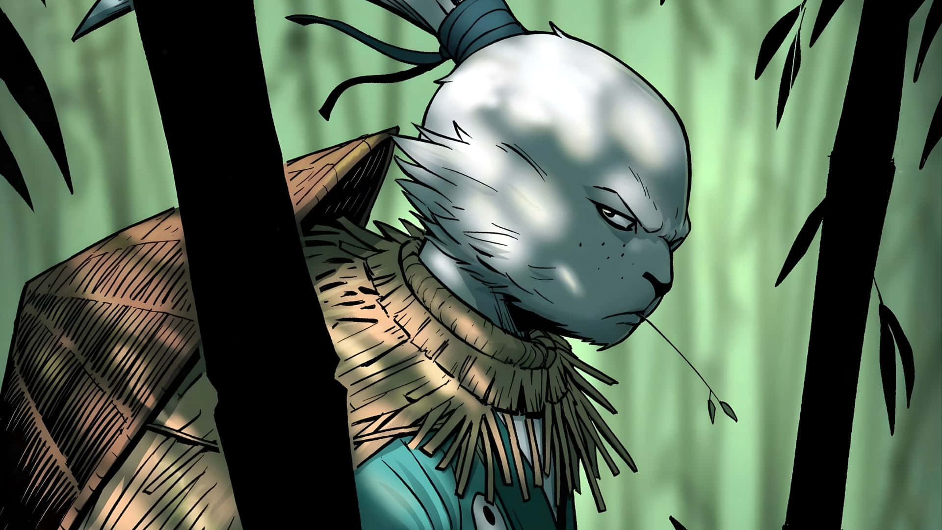 Usagi Yojimbo, bamboo forest, gray anthropomorphic rabbit, Full HD Desktop Wallpaper
