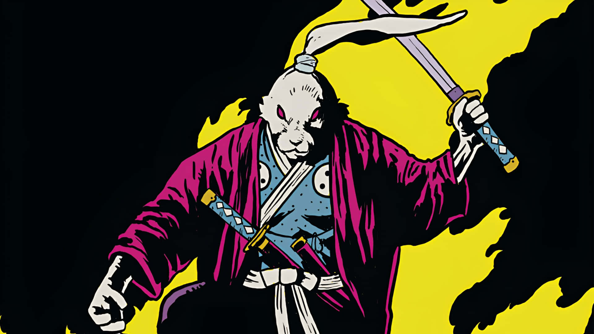 Usagi Yojimbo, samurai warrior, magenta robe, Full HD Desktop Wallpaper