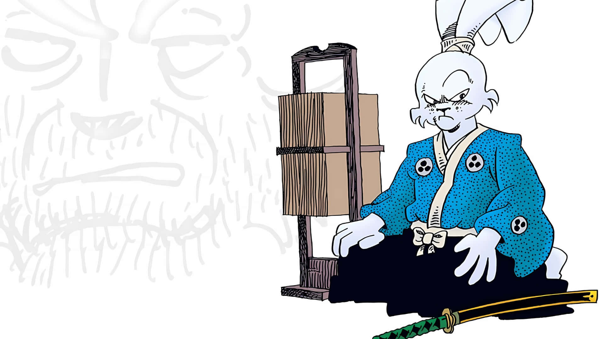 Usagi Yojimbo, samurai rabbit, blue kimono, Full HD Desktop Wallpaper