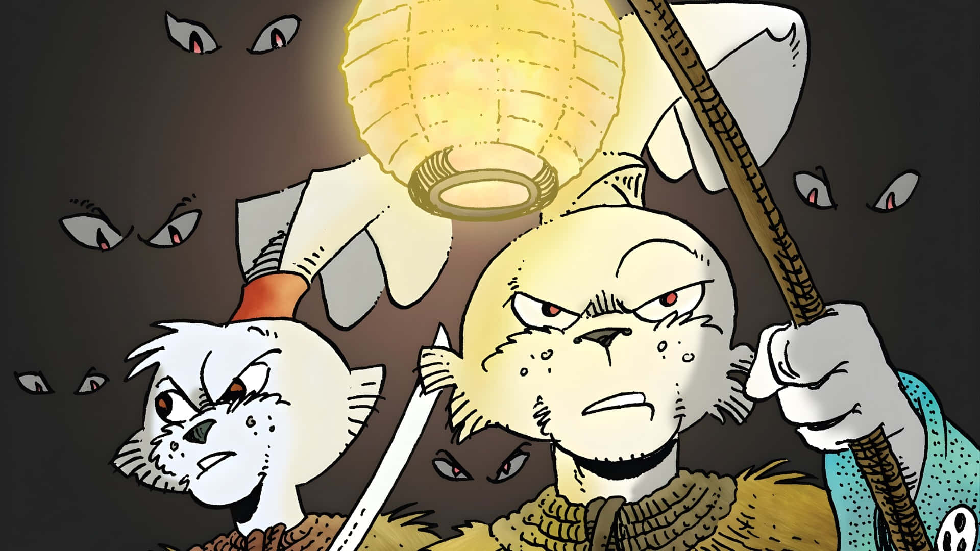 Usagi Yojimbo, night patrol, lantern, Full HD Desktop Wallpaper