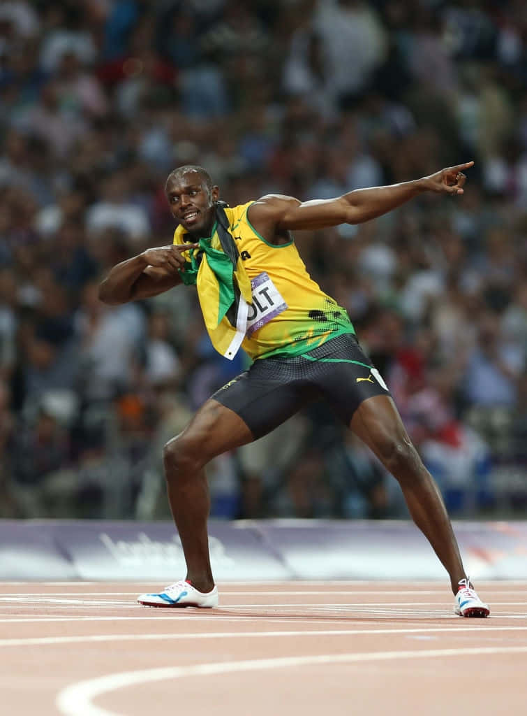 Usain Bolt, yellow green jersey, track, SD Phone Wallpaper