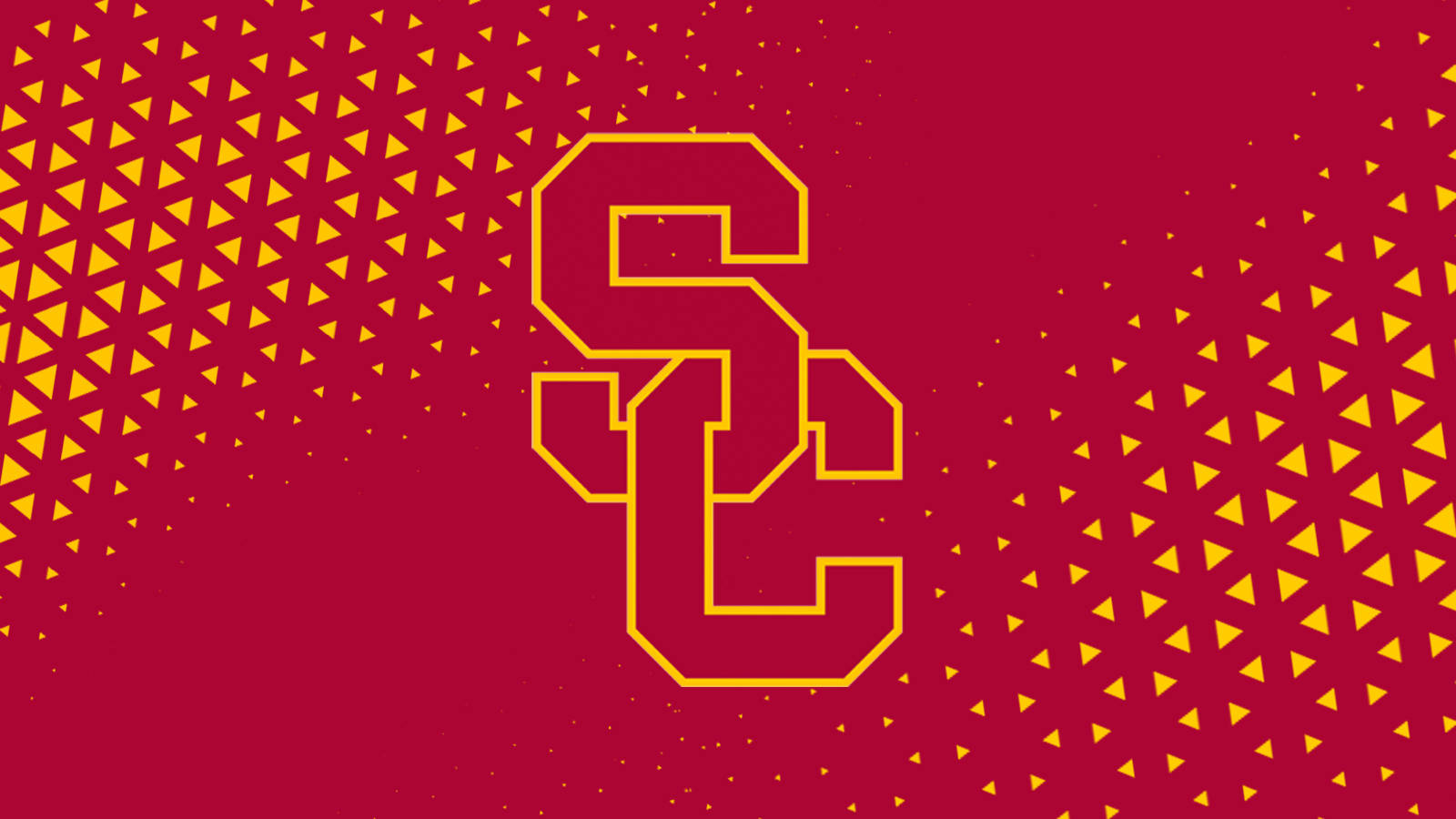 USC Football, triangle pattern, yellow interlocking SC logo, HD Desktop Wallpaper