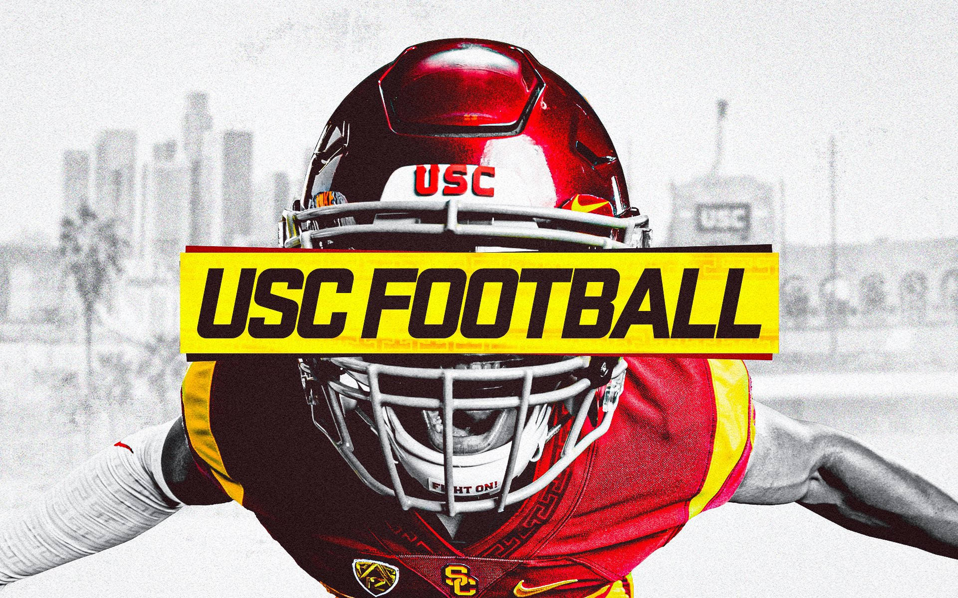 USC Football, red helmet, jersey, Full HD Desktop Wallpaper