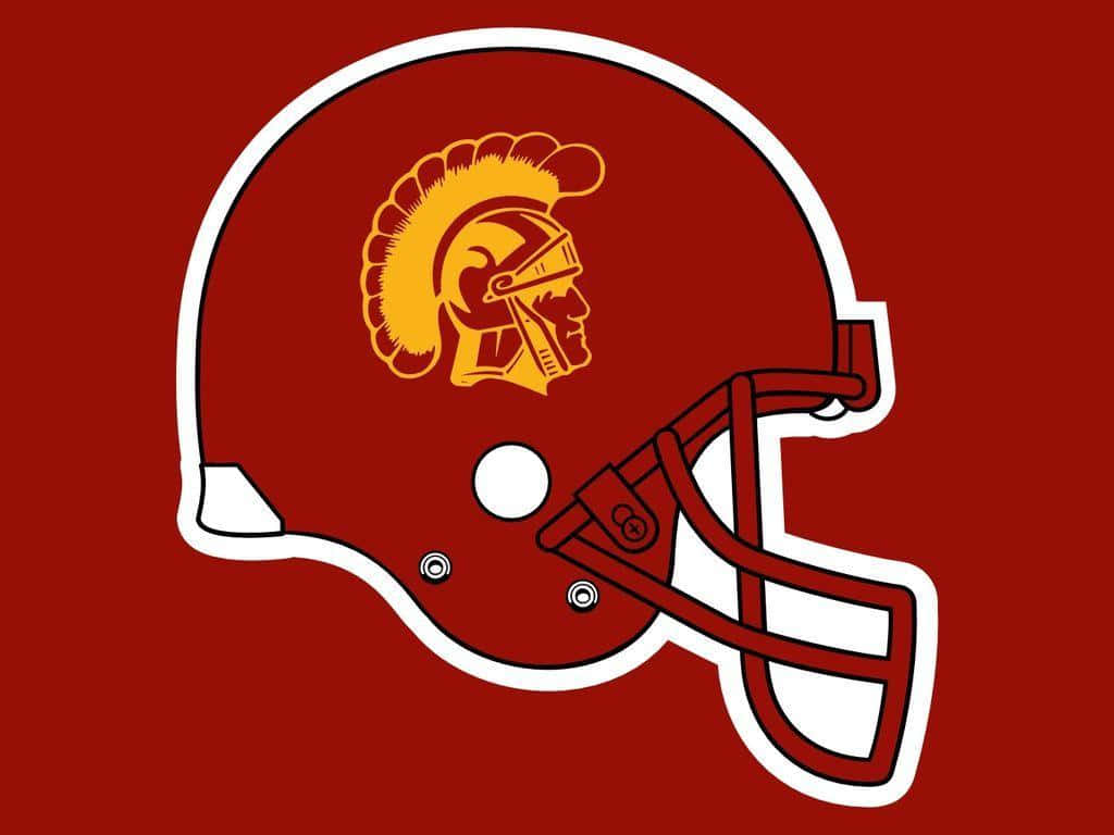 Usc Trojans, red football helmet, gold roman gladiator mascot emblem, SD Desktop Wallpaper