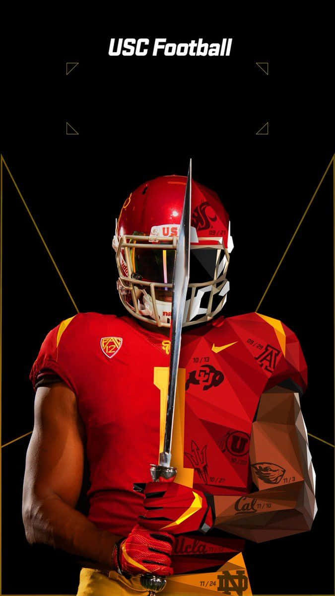 USC Trojans, red gear, sword, SD Phone Wallpaper