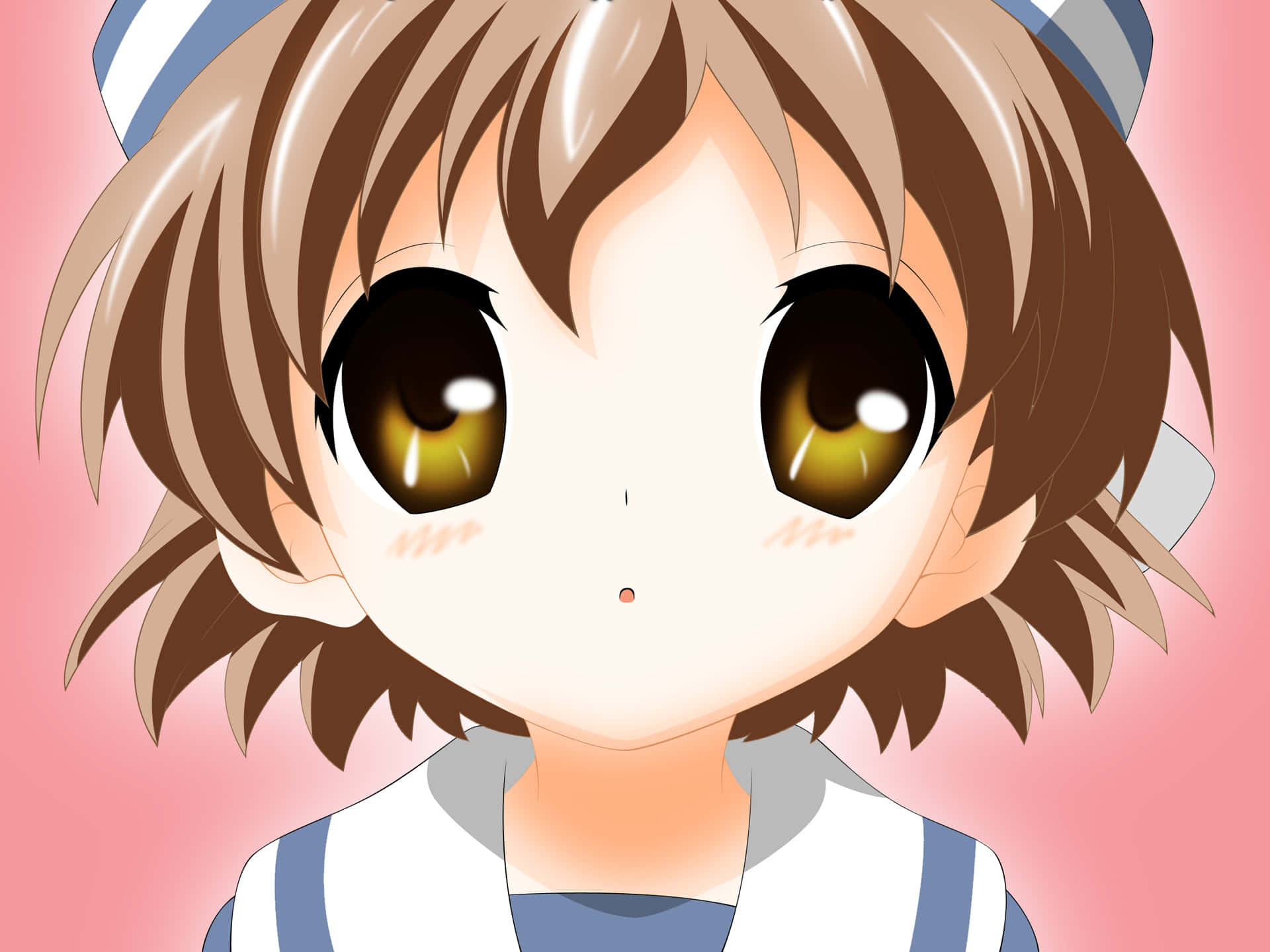 Ushio Okazaki, golden eyes, brown hair, Full HD Desktop Wallpaper