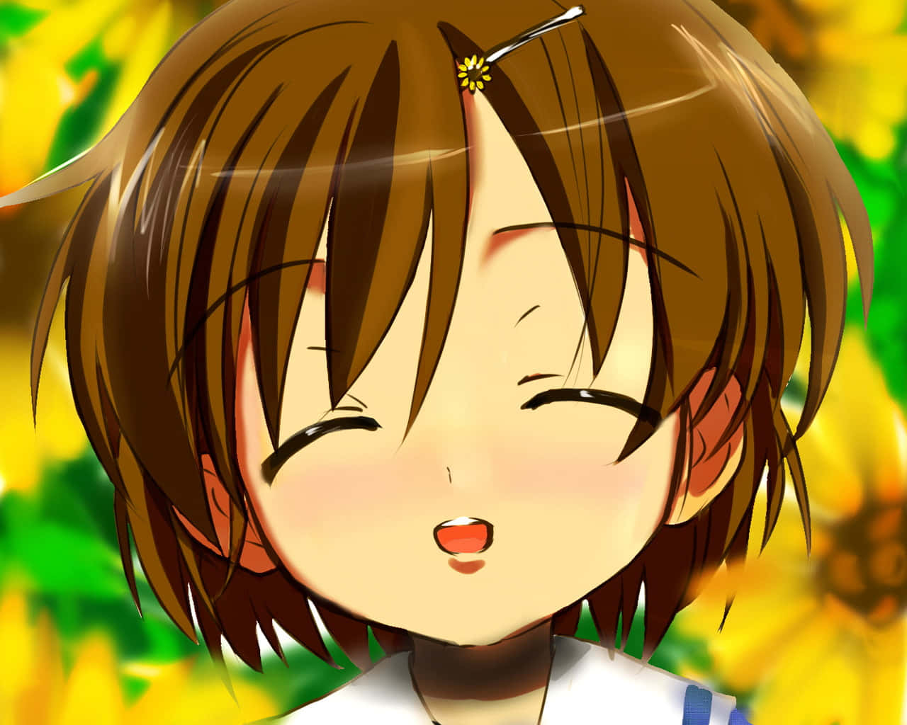 Ushio Okazaki, brown hair, flower hairpin, HD Desktop Wallpaper