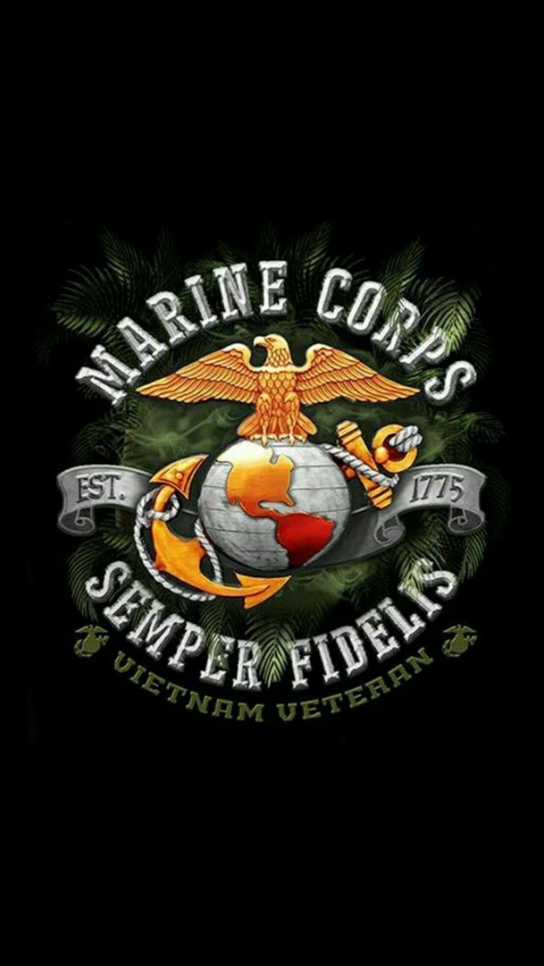 USMC Emblem, eagle globe and anchor, palm fronds, Full HD Phone Wallpaper