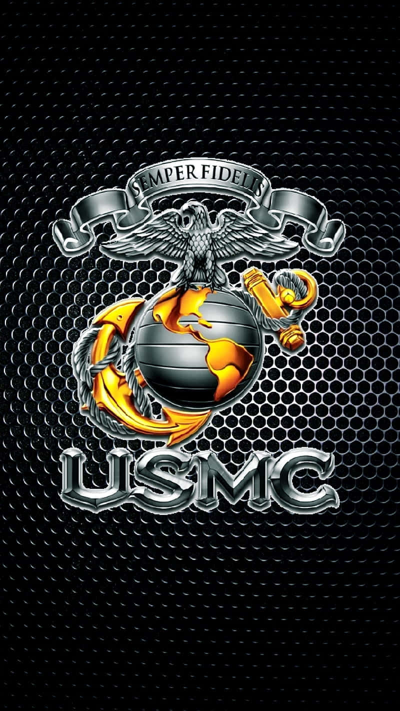 USMC, eagle globe and anchor, black hexagonal mesh background, HD Phone Wallpaper