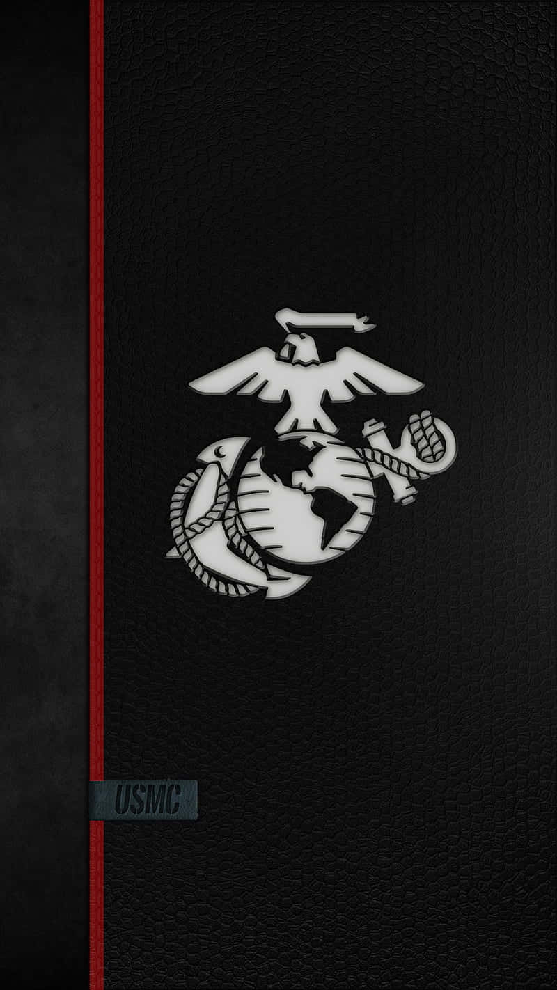USMC, eagle globe and anchor emblem, textured black leather, HD Phone Wallpaper