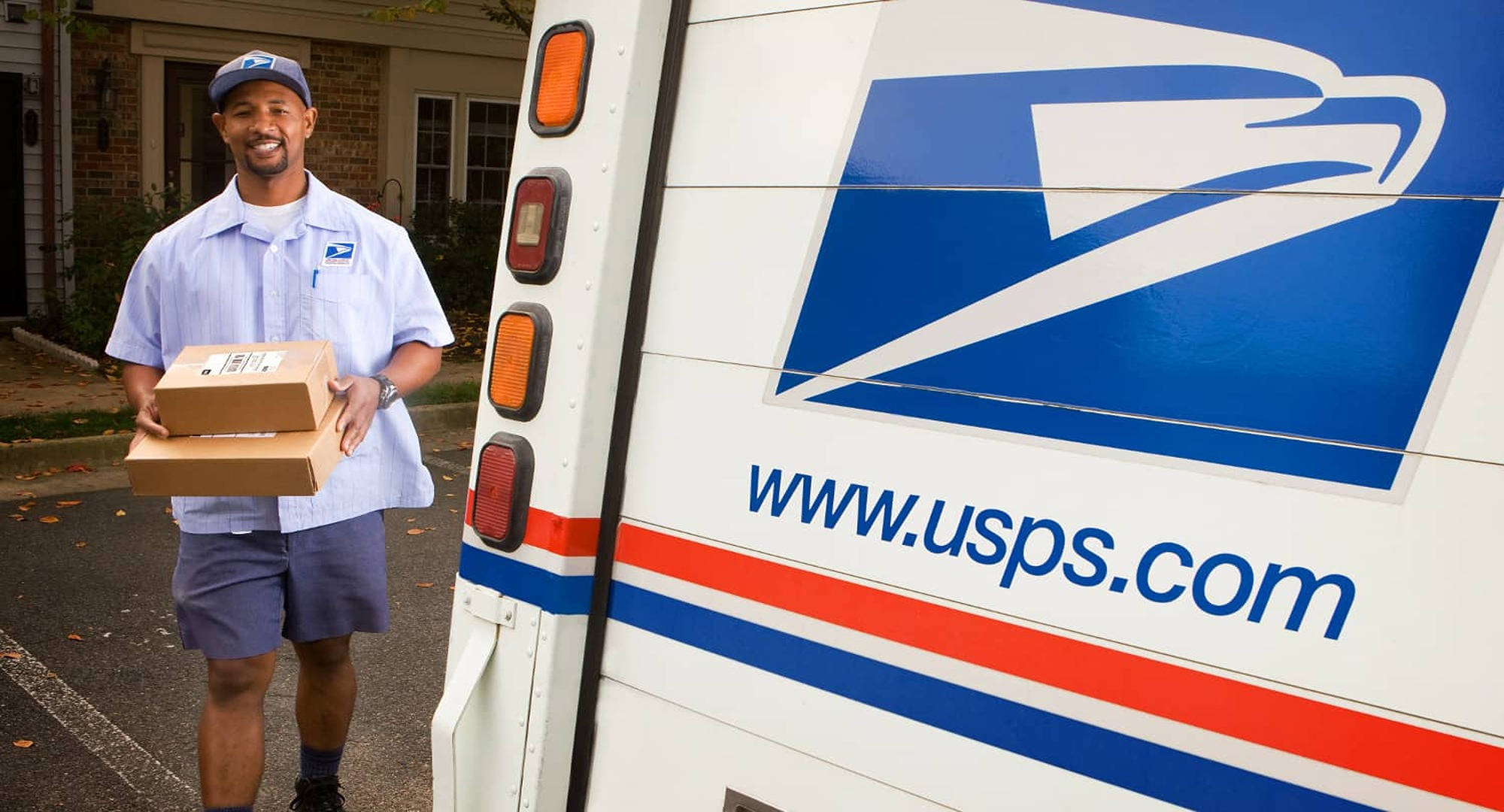 USPS, tracking truck, branded delivery van, Full HD Desktop Wallpaper