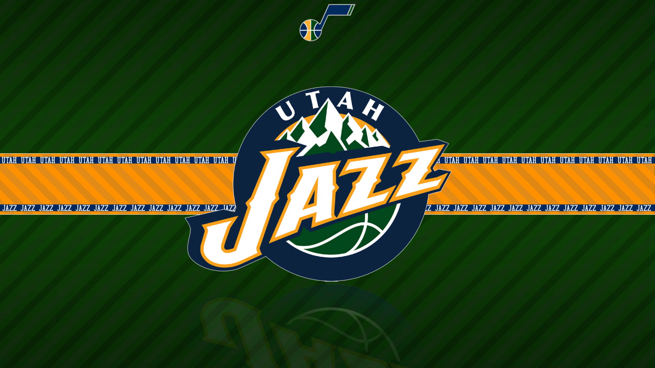 Utah Jazz, green stripes, green and orange striped background, 2K Desktop Wallpaper