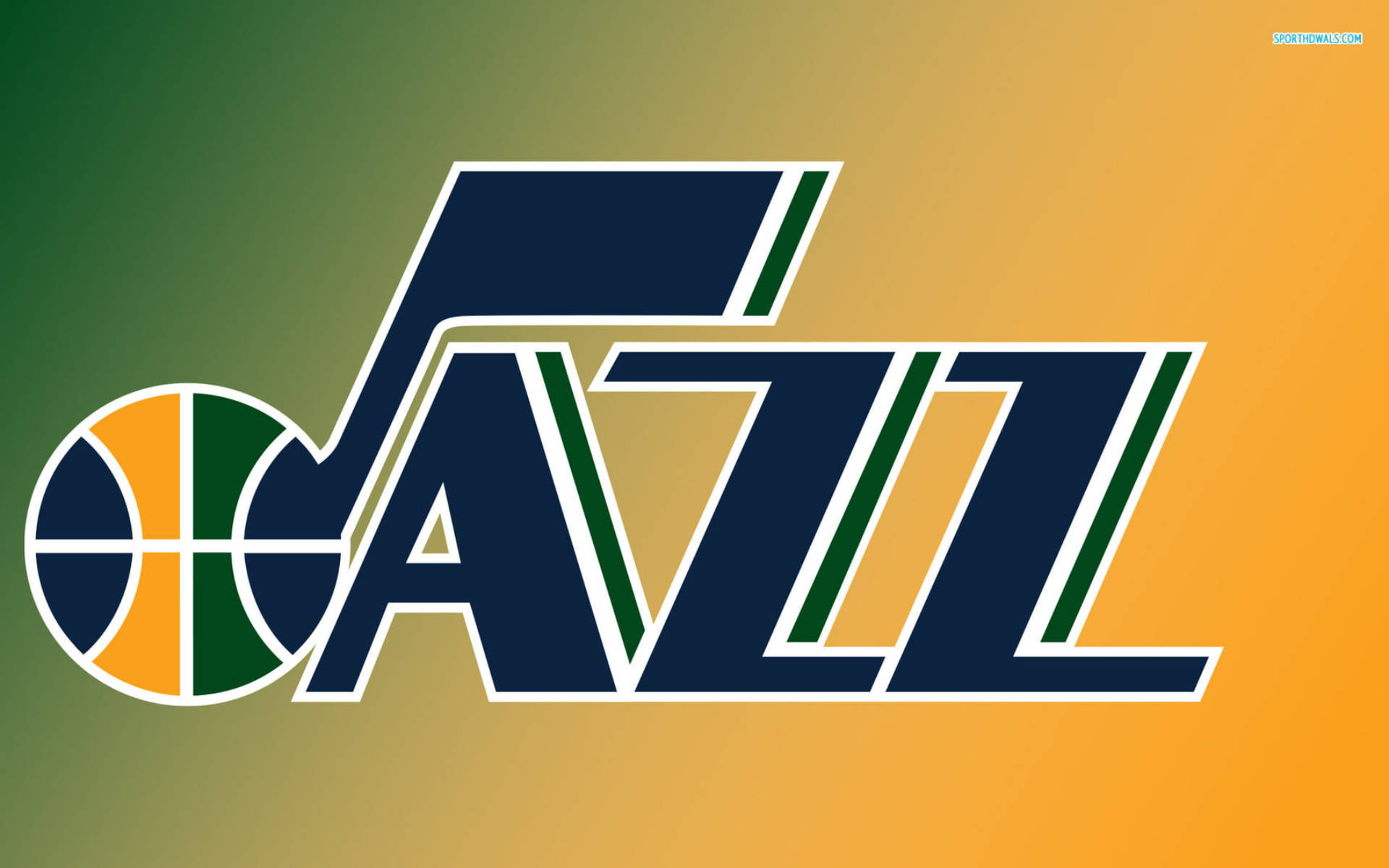 Utah Jazz, green, yellow, Full HD Desktop Wallpaper