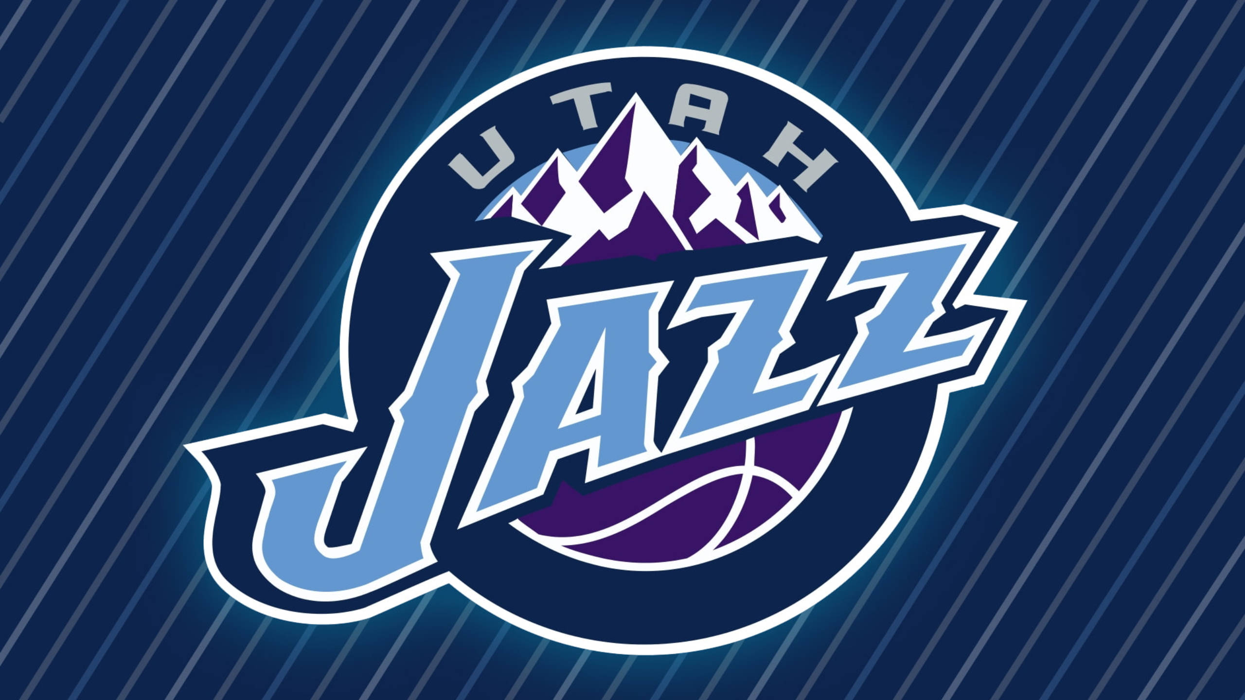 Utah Jazz, blue stripes, basketball logo, 2K Desktop Wallpaper