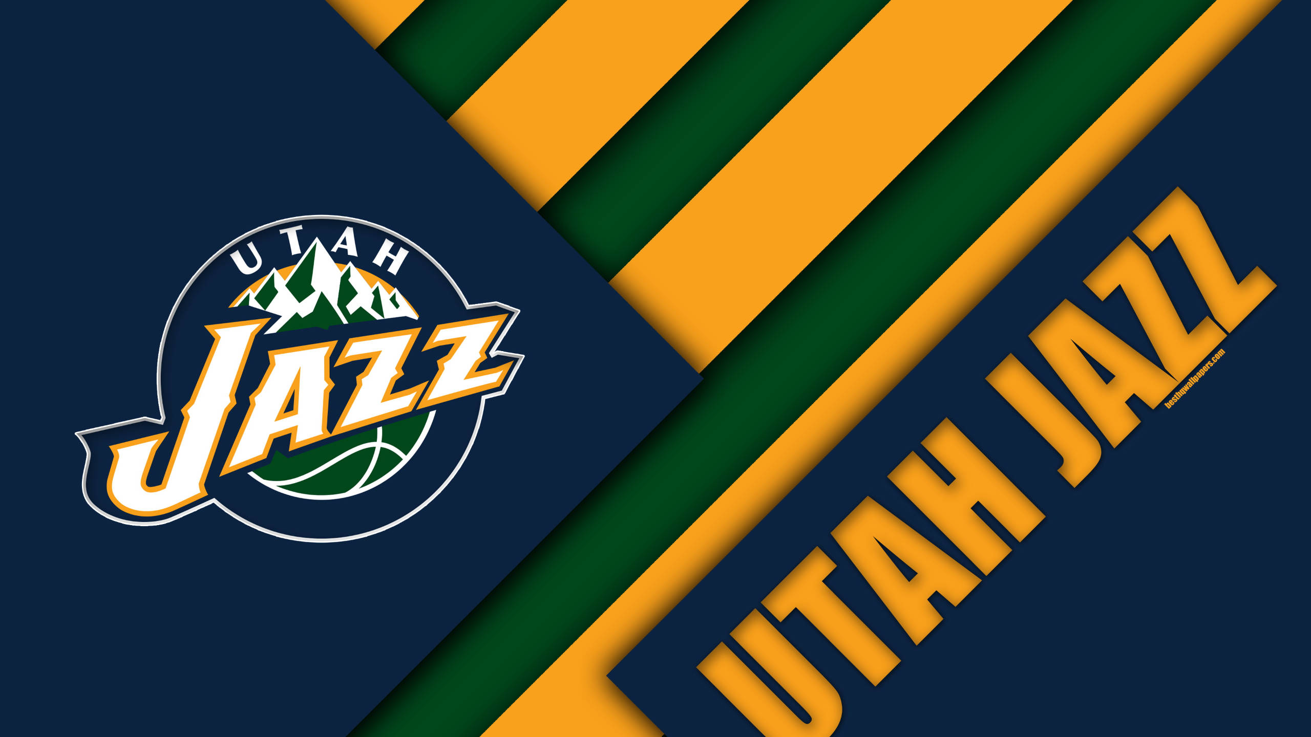 Utah Jazz, digital name logo, bold yellow, 2K Desktop Wallpaper