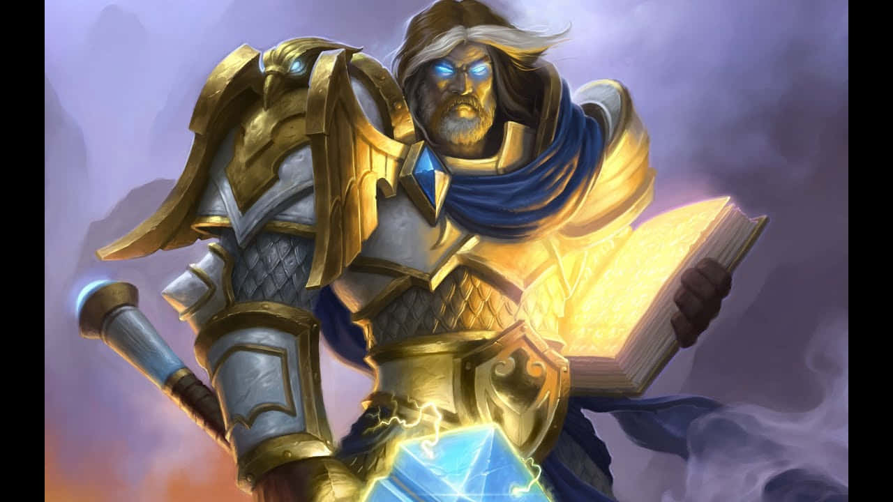 Uther Lightbringer, paladin, golden armor, HD Desktop Wallpaper