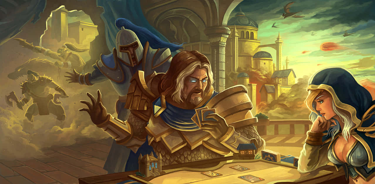 Uther Lightbringer, golden armor, bearded knight, SD Desktop Wallpaper