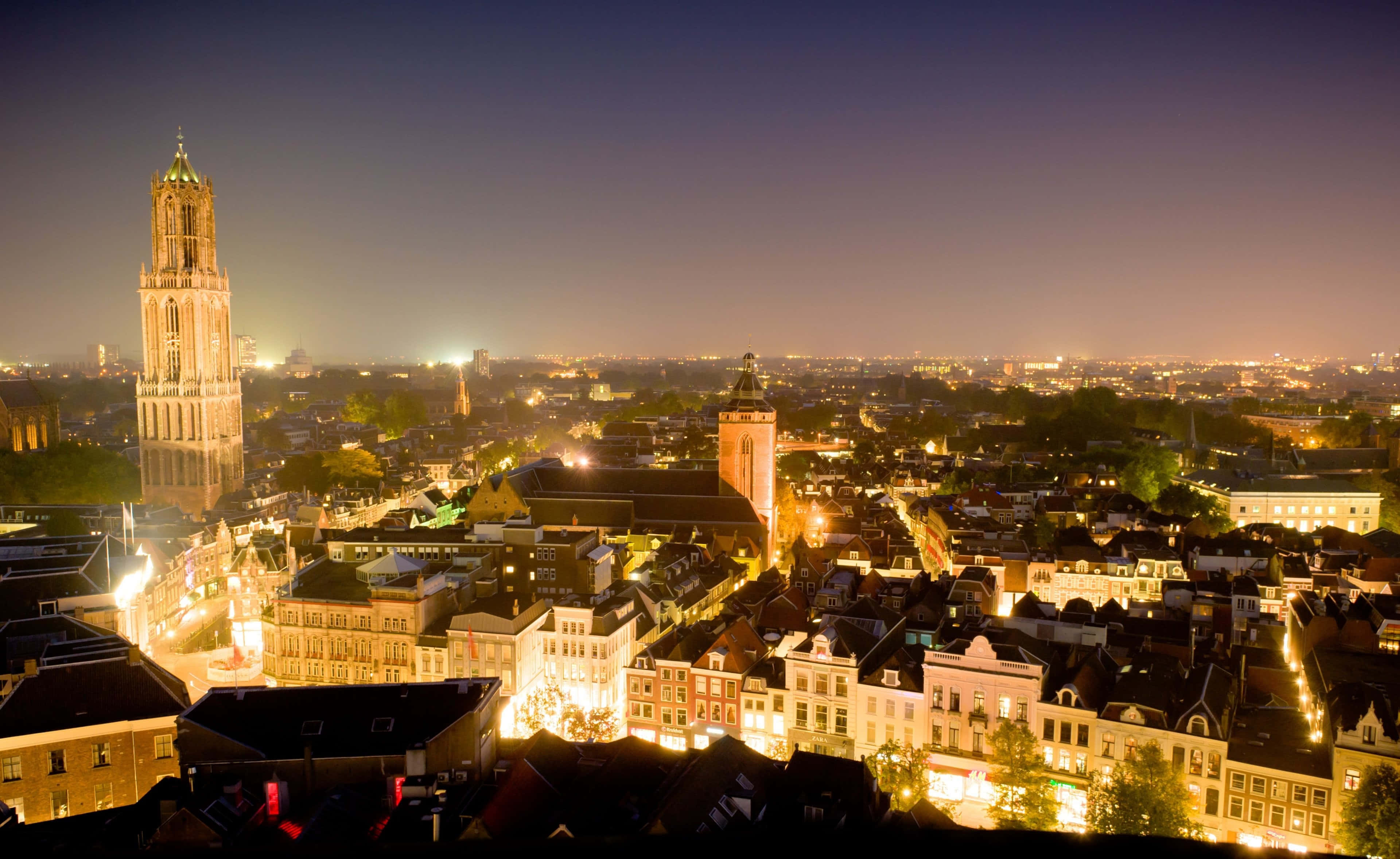 Utrecht, skyline, night, 4K Desktop Wallpaper