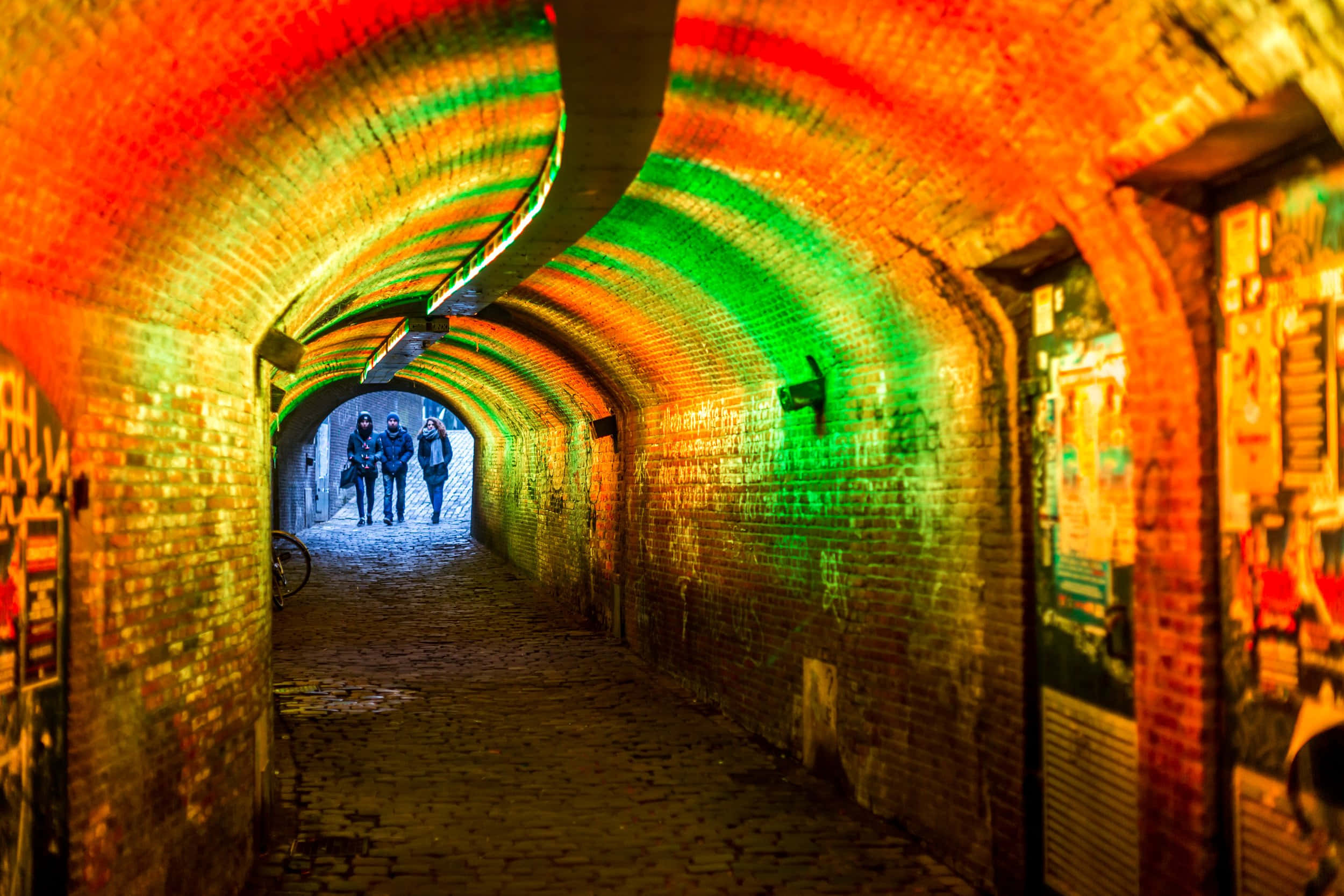 Utrecht, rainbow tunnel, brick tunnel, Full HD Desktop Wallpaper