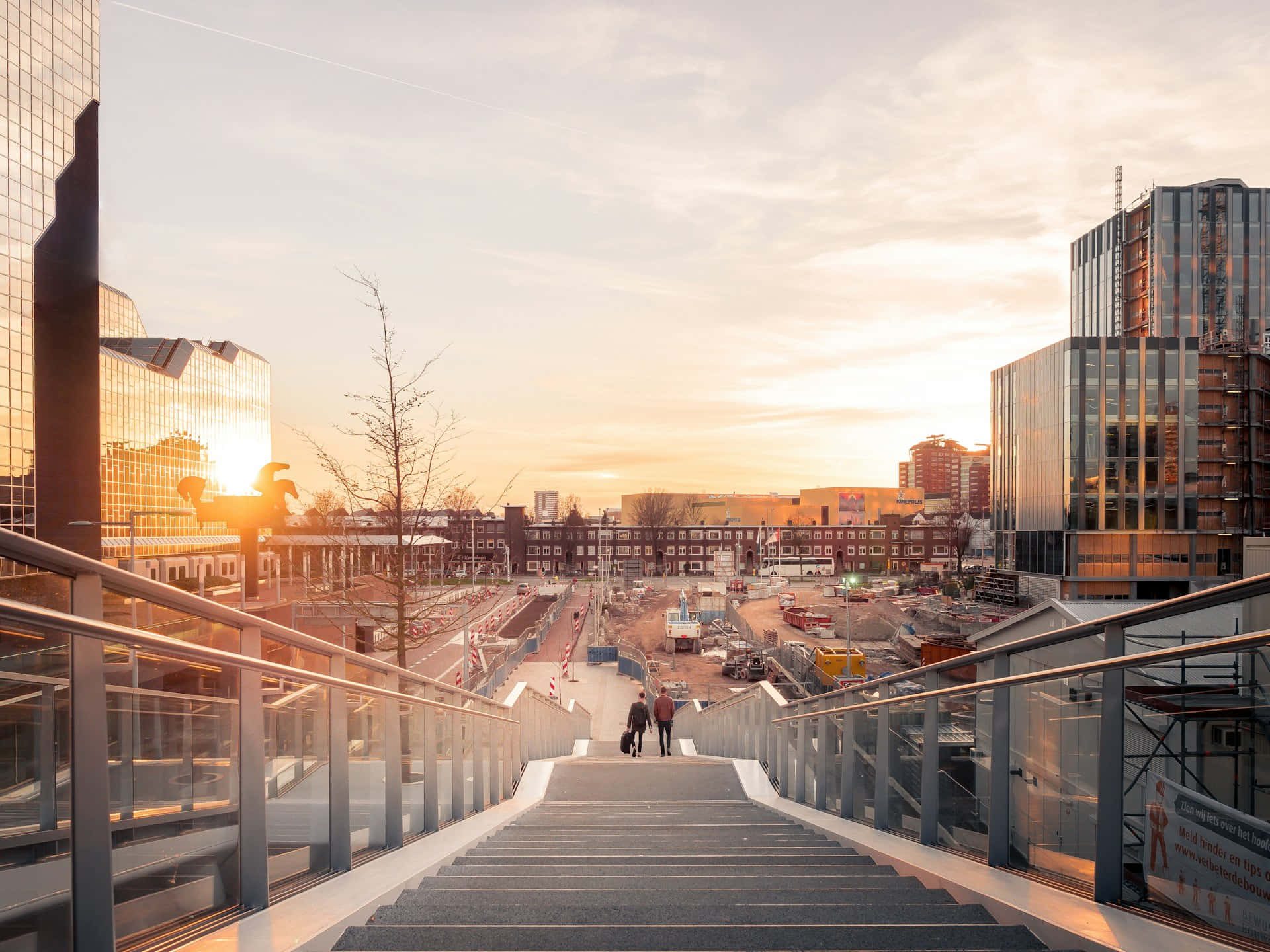 Utrecht, sunset, construction site, Full HD Desktop Wallpaper