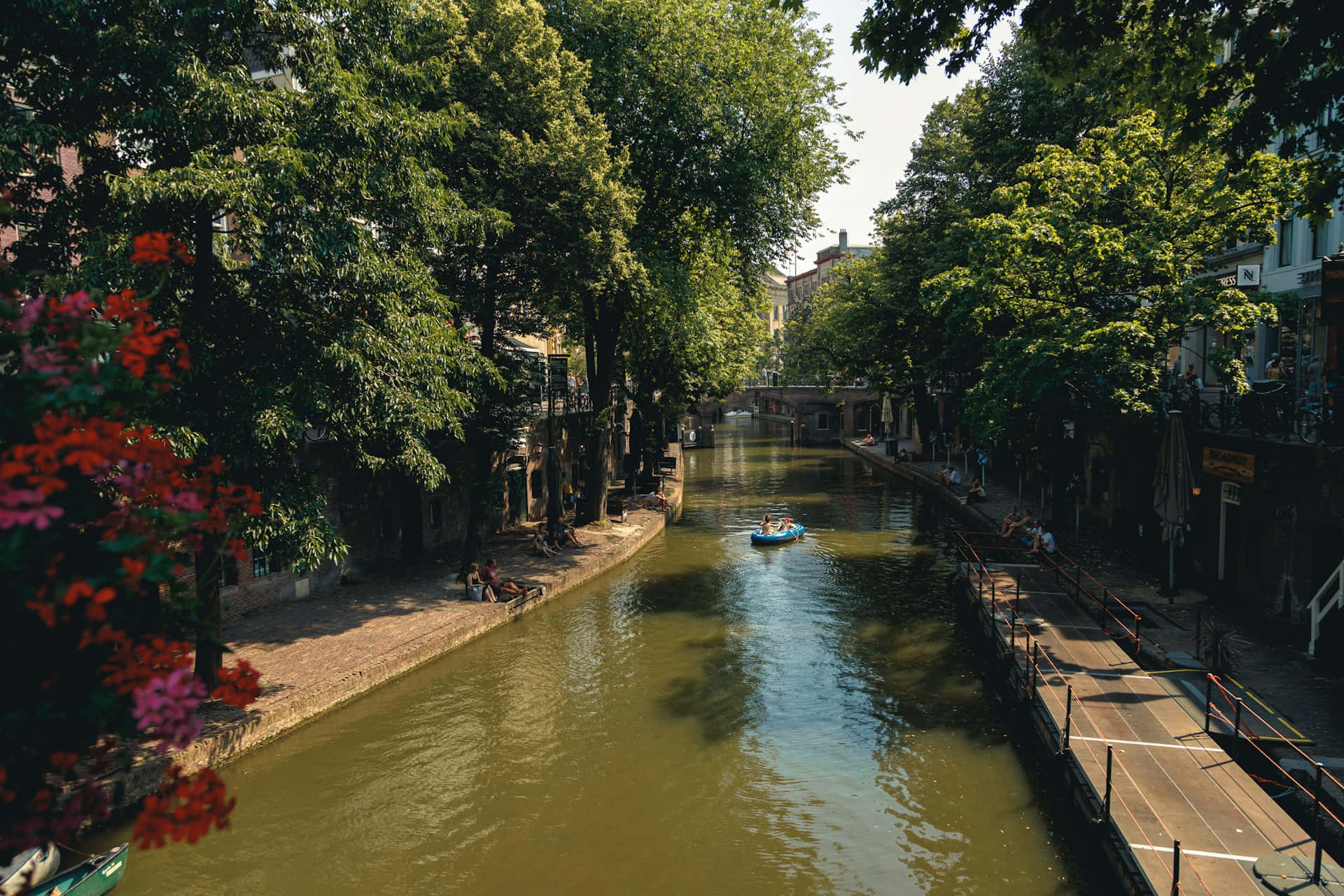 Utrecht, canal, summer afternoon, Full HD Desktop Wallpaper
