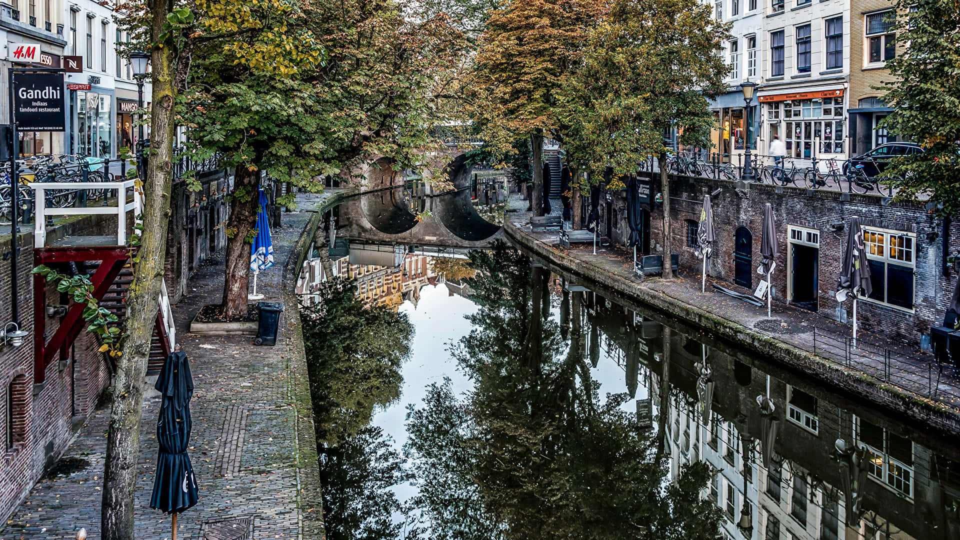 Utrecht, canal, autumn, Full HD Desktop Wallpaper