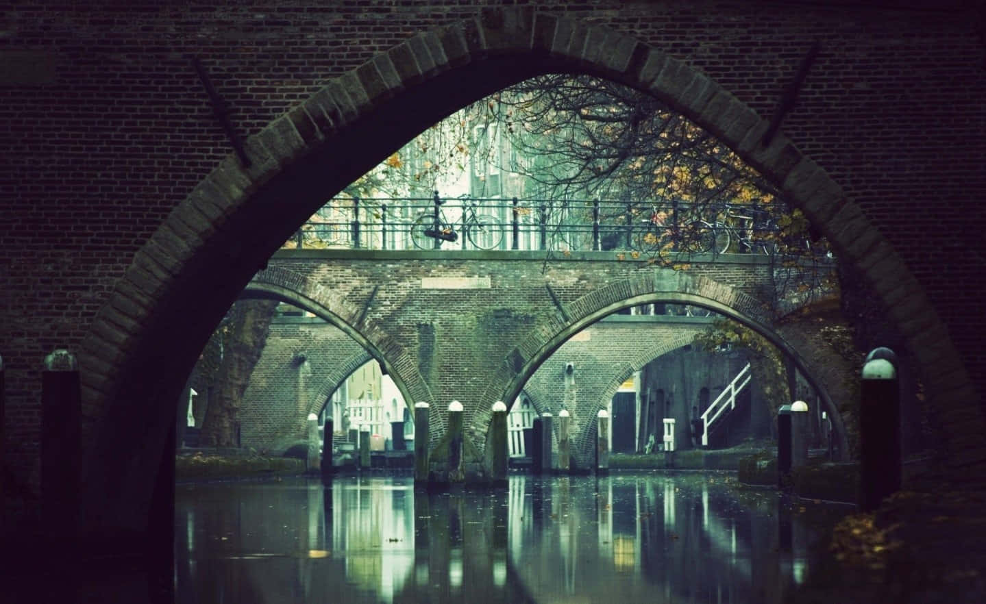 Utrecht, canal, brick arch bridge, HD Desktop Wallpaper