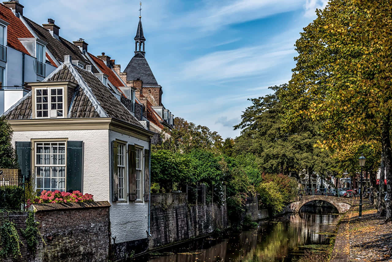 Utrecht, canal, autumn scenery, HD Desktop Wallpaper