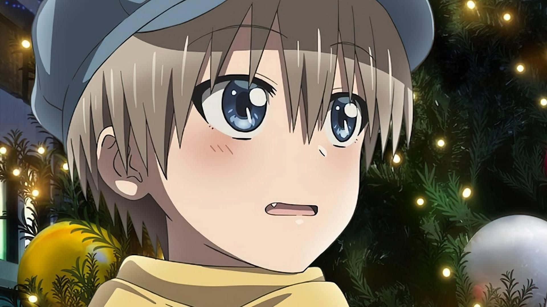 Uzaki Chan, blue eyes, grey hat, Full HD Desktop Wallpaper