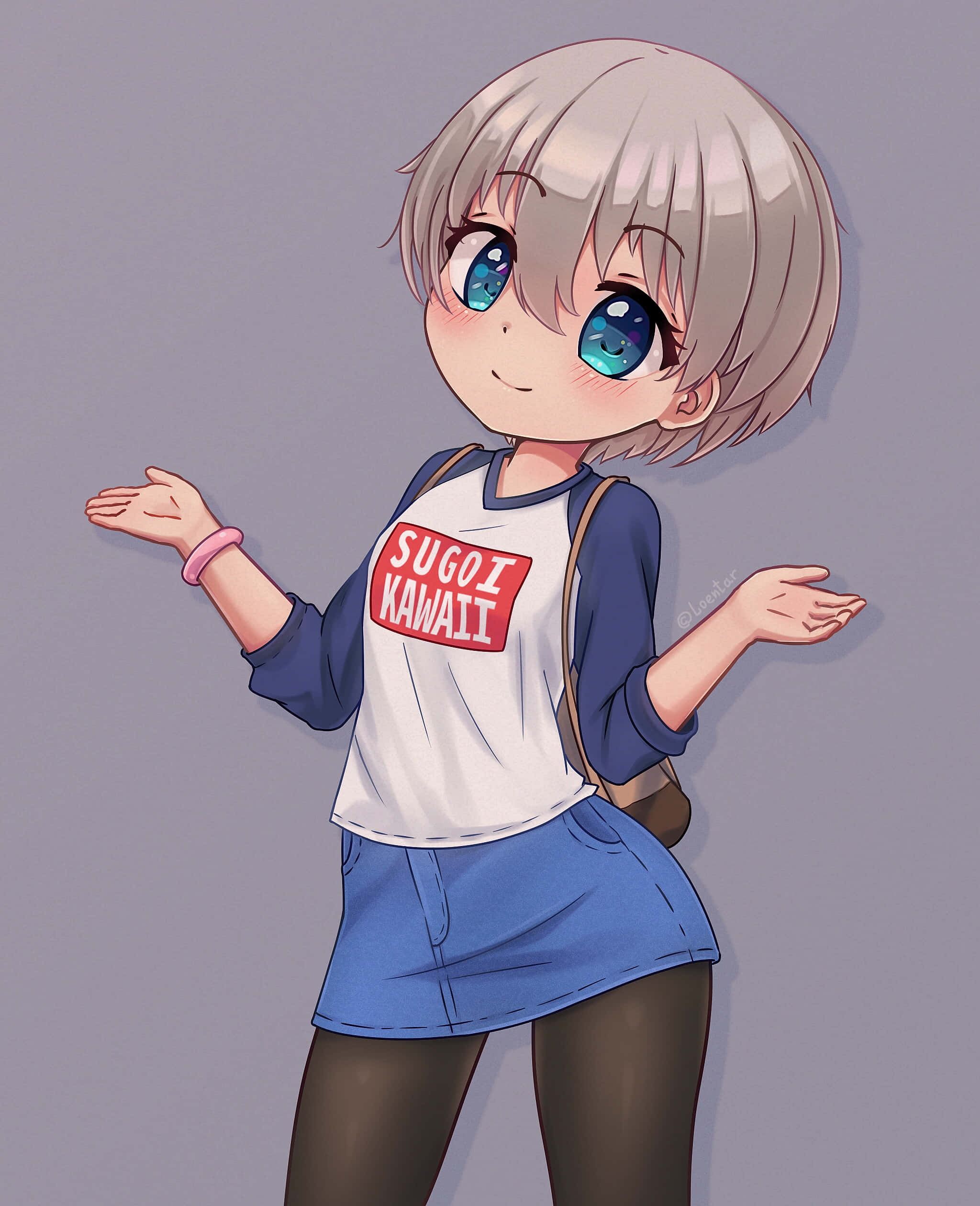 Uzaki Chan, silver hair, blue eyes, Full HD Phone Wallpaper