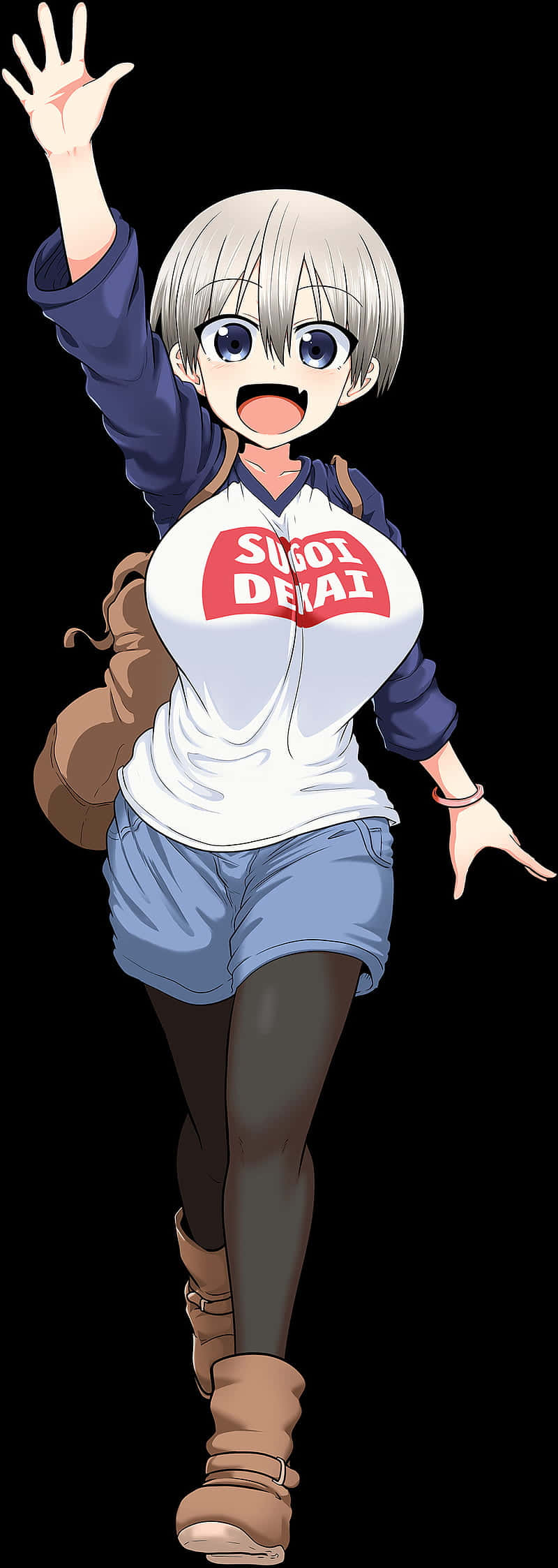 Uzaki Chan, short silver hair, white tshirt with red text, Full HD Phone Wallpaper