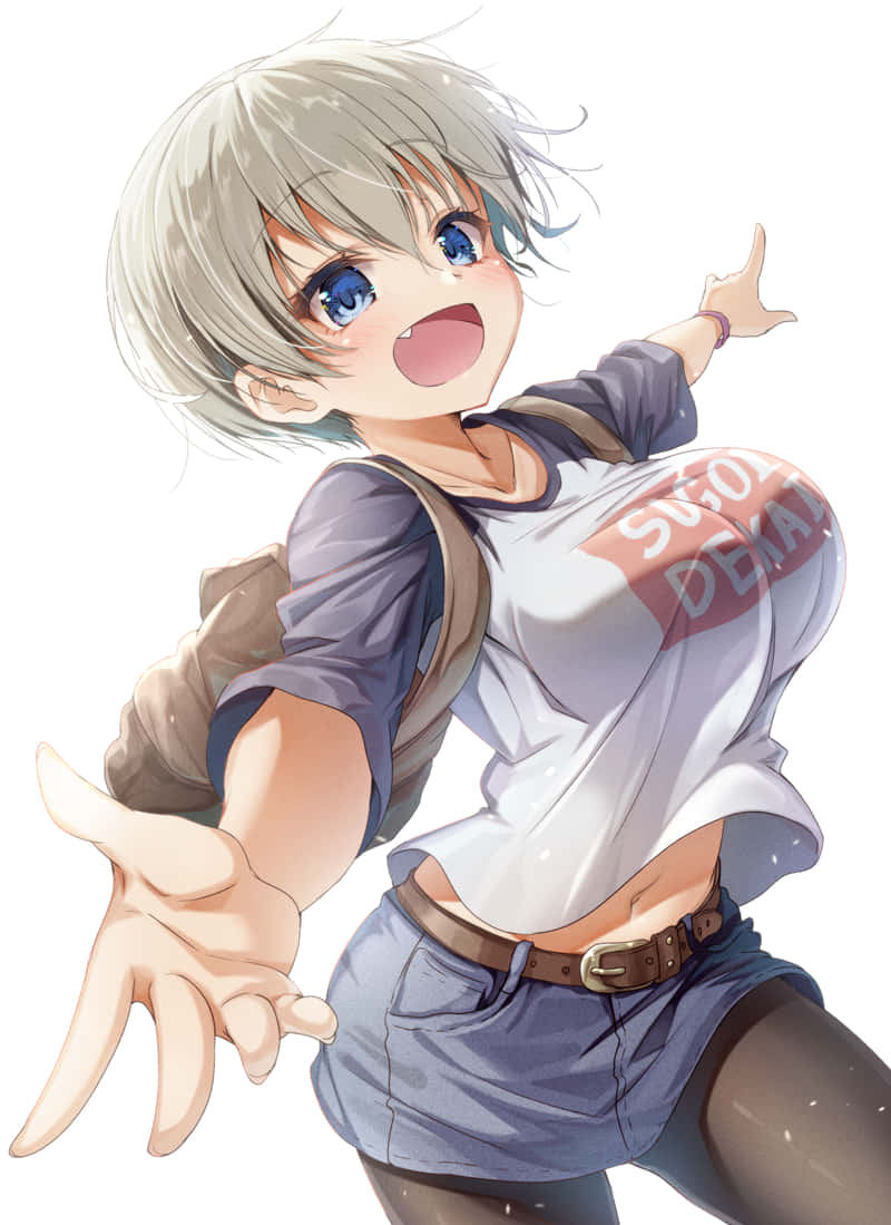 Uzaki Chan, silver hair, blue eyes, SD Phone Wallpaper