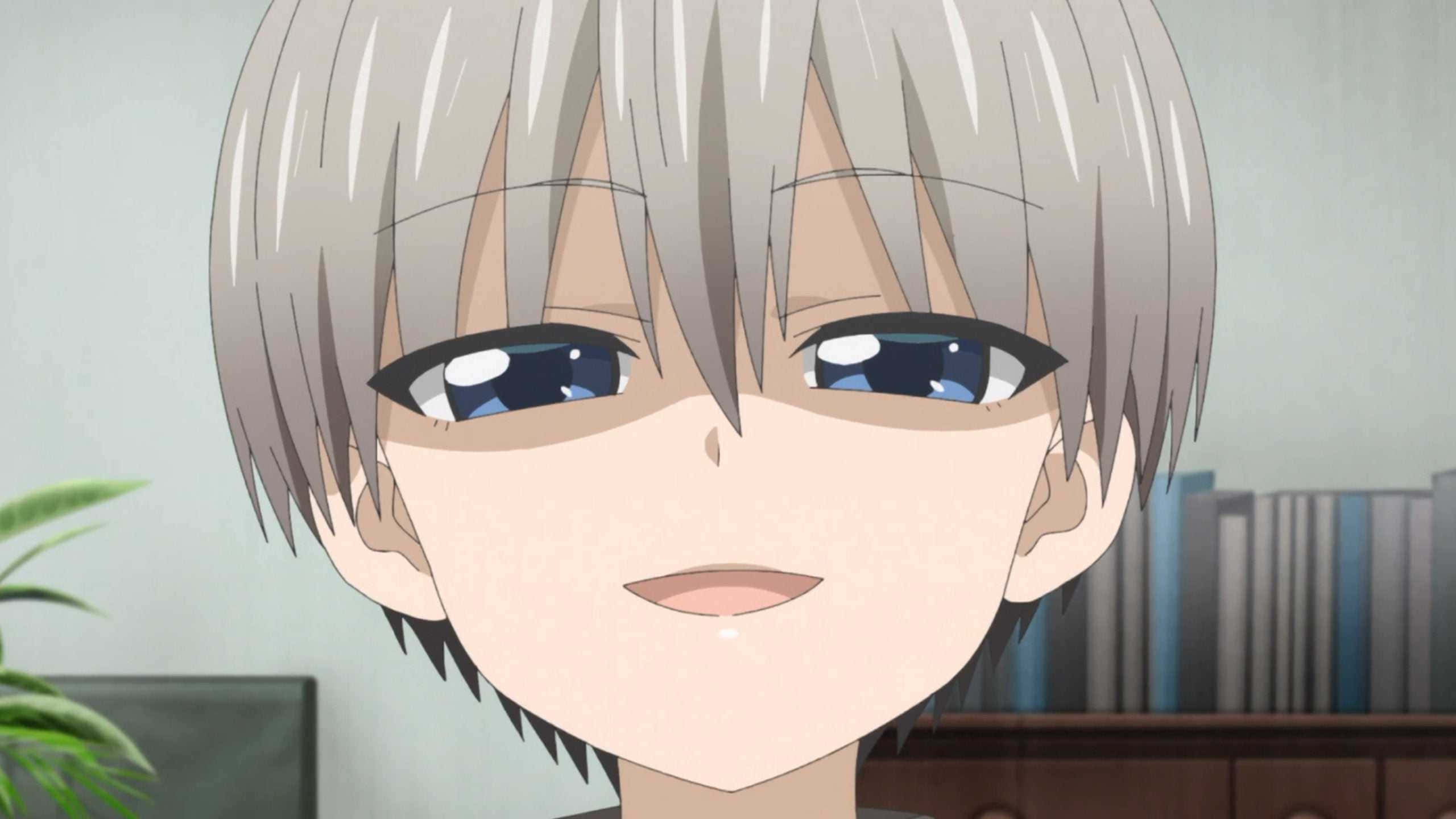 Uzaki Chan, silver hair, blue eyes, 2K Desktop Wallpaper