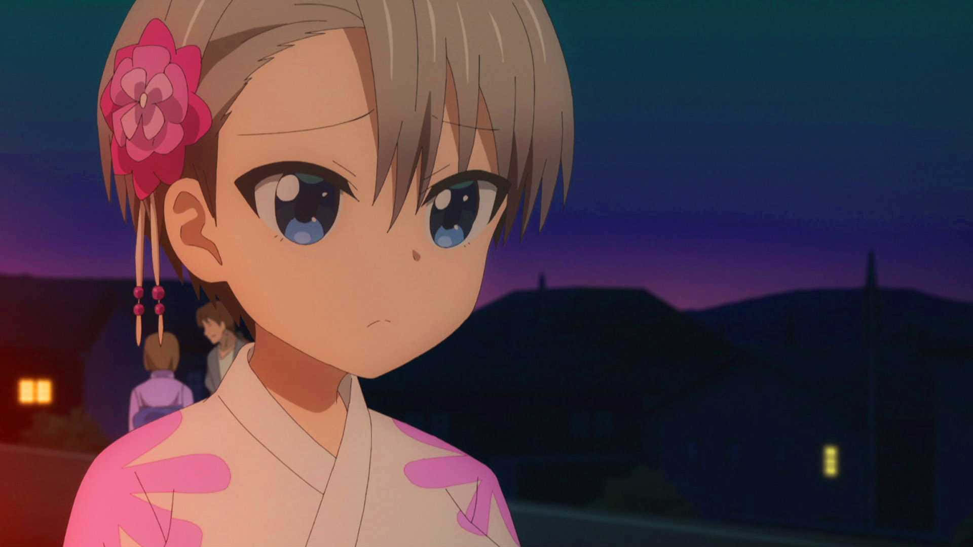 Uzaki Chan, pink kimono, flower hairpin, Full HD Desktop Wallpaper