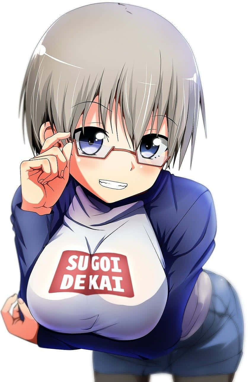Uzaki Chan, short gray hair, glasses, HD Phone Wallpaper