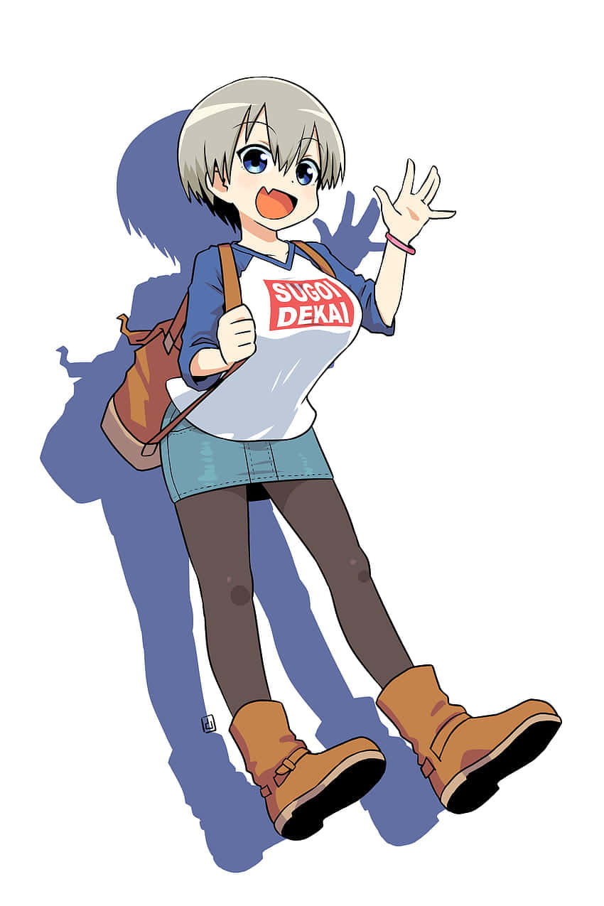 Uzaki Chan, short gray hair, SUGOI DEKAI shirt, SD Phone Wallpaper