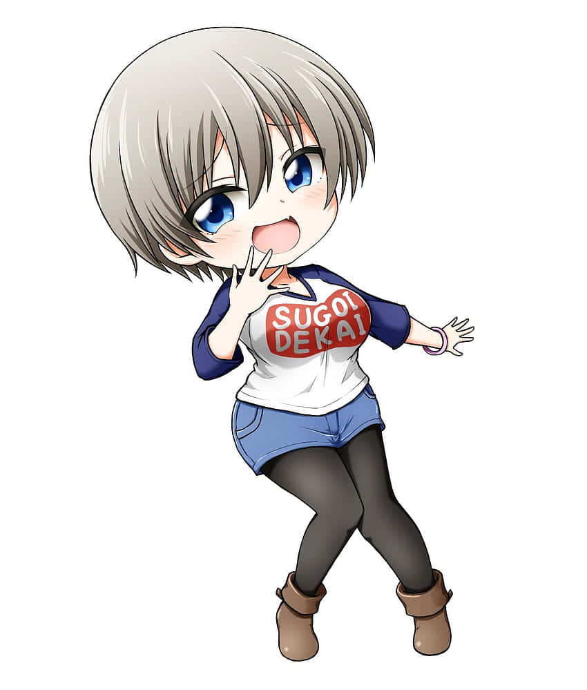 Uzaki-chan, chibi anime girl, silver hair, SD Phone Wallpaper