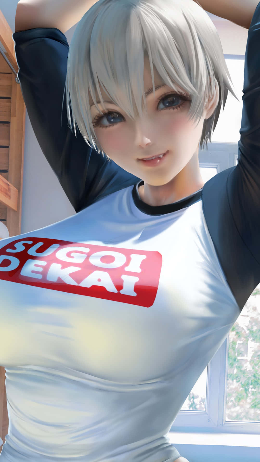 Uzaki Chan, silver hair, blue eyes, Full HD Phone Wallpaper