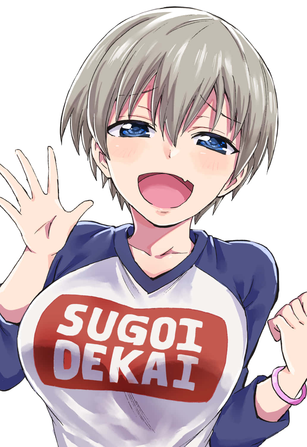 Uzaki-Chan, short gray hair, blue eyes, HD Phone Wallpaper