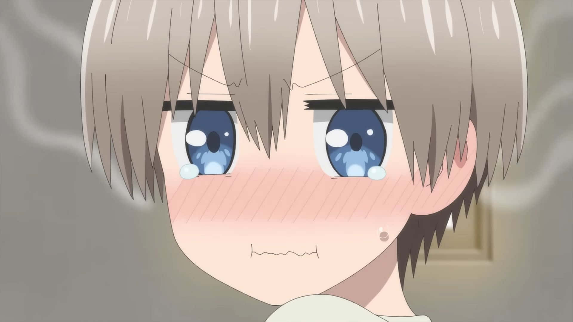 Uzaki Chan, short gray hair, blue eyes, Full HD Desktop Wallpaper