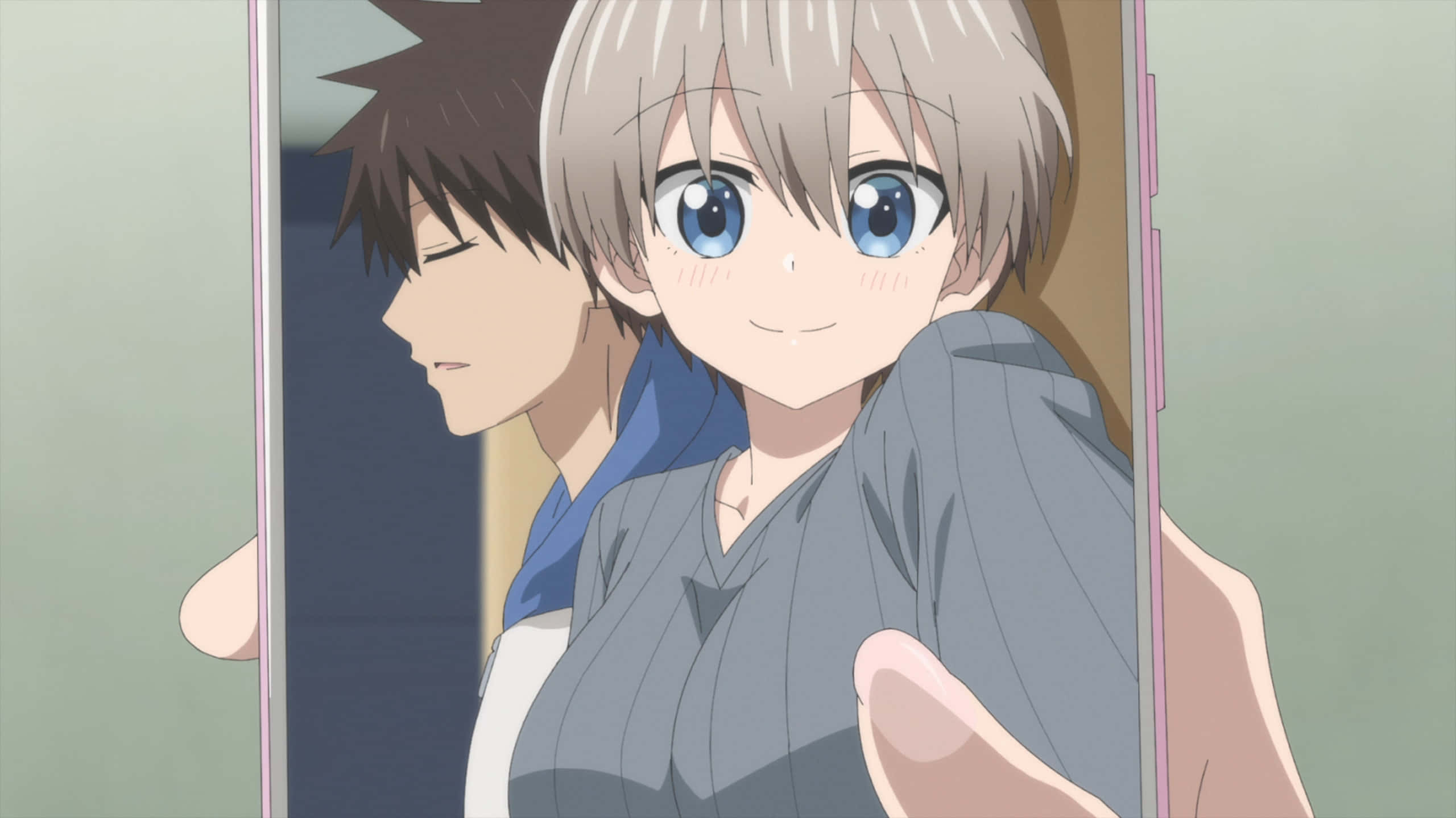 Uzaki Chan, silver hair, blue eyes, 2K Desktop Wallpaper