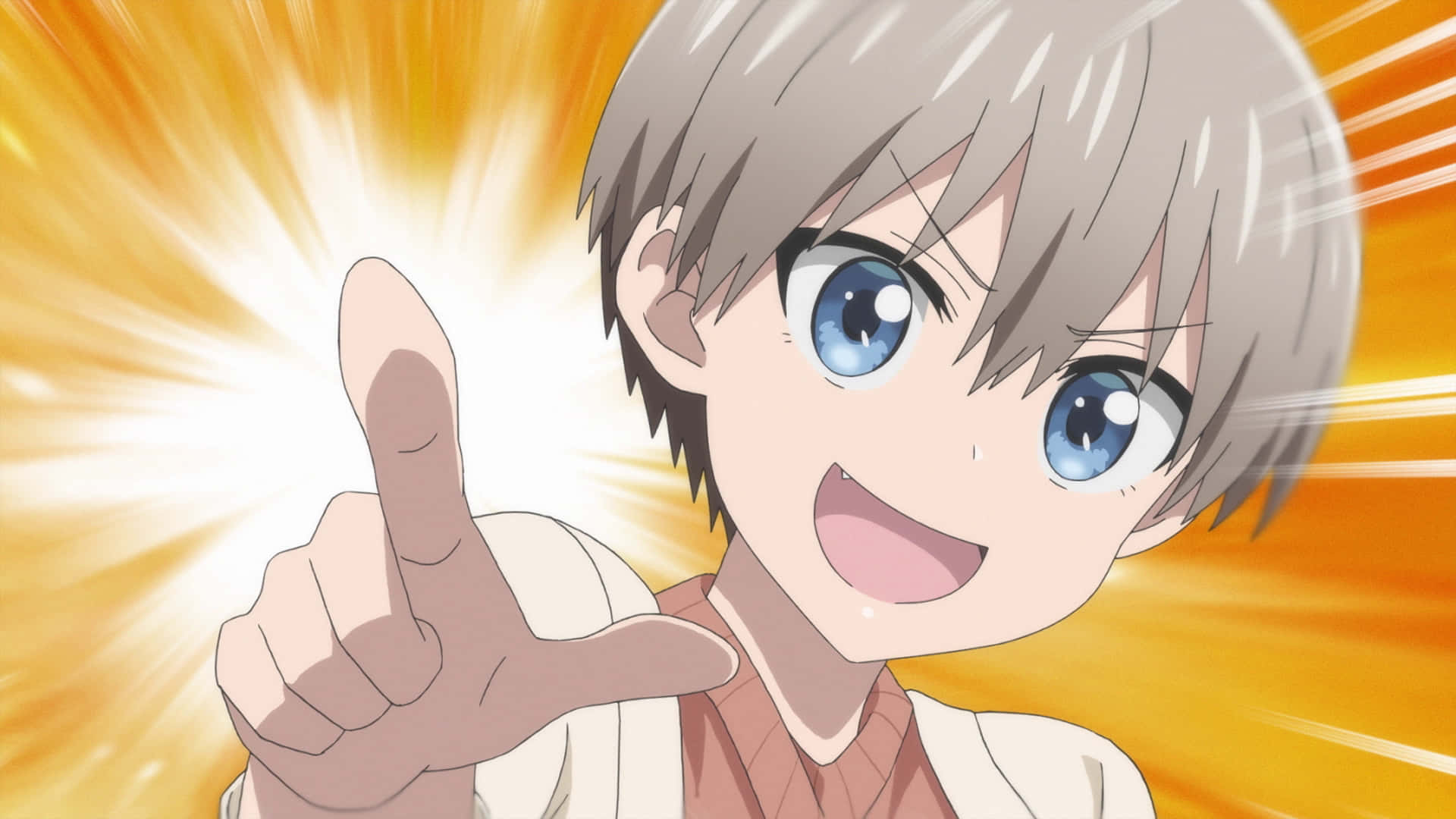 Uzaki Chan, gray hair, blue eyes, Full HD Desktop Wallpaper